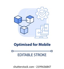 Optimized for mobile light blue concept icon. Website characteristic abstract idea thin line illustration. Adjusting size. Isolated outline drawing. Editable stroke. Arial, Myriad Pro-Bold fonts used