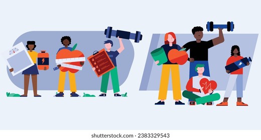Un conjunto vectorial optimizado de ilustraciones de atención de la salud, que ofrece representaciones claras y atractivas de conceptos médicos, profesionales y servicios