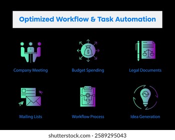 Optimized Workflow Task Automation – Enhancing Business Efficiency icons.