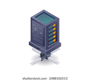 Optimizing Server Networks isometric illustration