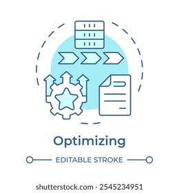 Optimizing stage soft blue concept icon. Data governance maturity model. Continuous improvement. Round shape line illustration. Abstract idea. Graphic design. Easy to use in article