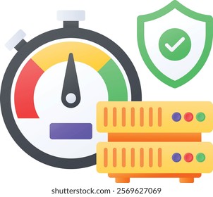 optimum insured  security server concept, low power protected Managed DDoS Machine vector color icon design, Web hosting service Symbol, Computing machines Sign, Internet Application Management