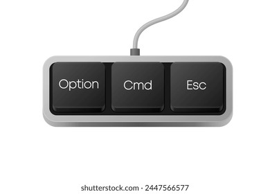 Option Cmd Esc-Button-Kombination. Computertastatur. Word auf PC-Tastatur. Vektorillustration.