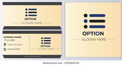 Option icon visiting card design template.