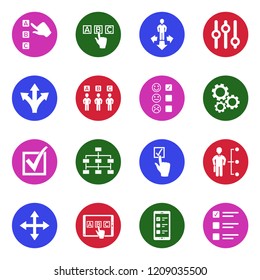 Option Icons. White Flat Design In Circle. Vector Illustration. 