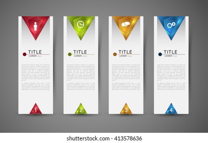 option infographic banners with crystal triangles, graphic design template