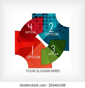 Option infographic presentation layout made of glossy geometric elements