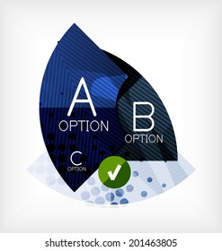 Option infographic presentation layout made of glossy geometric elements