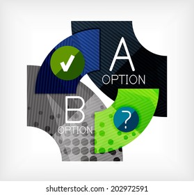 Option infographic presentation layout made of glossy geometric elements