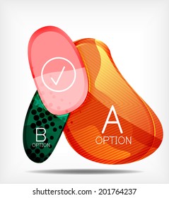 Option infographic presentation layout - vector background. Flowing glossy shapes