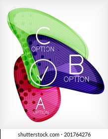Option infographic presentation layout - vector background. Flowing glossy shapes