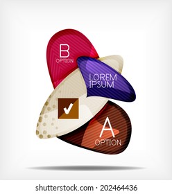 Option infographic presentation layout - vector background. Flowing glossy shapes