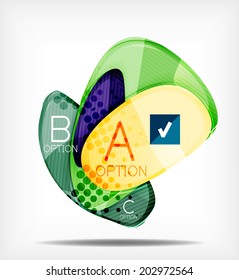 Option infographic presentation layout - vector background. Flowing glossy shapes