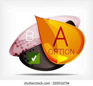 Option infographic presentation layout - vector background. Flowing glossy shapes