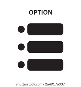 Option list icon with bullet points for menu and selection choices a checklist for tasks and user interface navigation with multiple items vector solid glyph icon