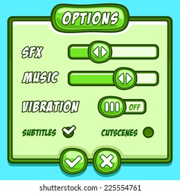 Option menu green style game buttons