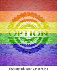 Option on mosaic background with the colors of the LGBT flag