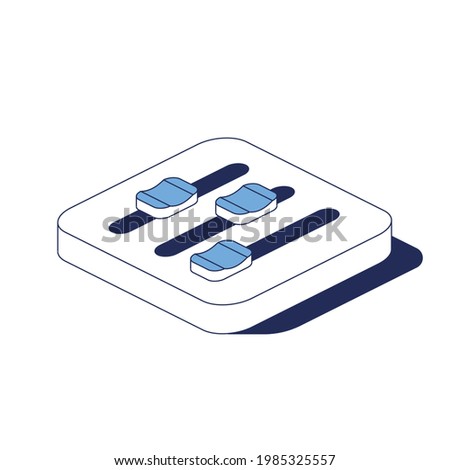 Option setting filter. Vector 3d line isometric, color web icons, new flat style. Creative design idea for infographics.