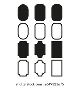 Ícones de forma de opção. Símbolos de botão de seleção. Vetor do painel UI. Contraste de branco preto.