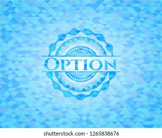 Option sky blue emblem with mosaic background