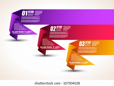 Option tag with origami paper style for infographics, brochure or business presentations. 4 different colors.