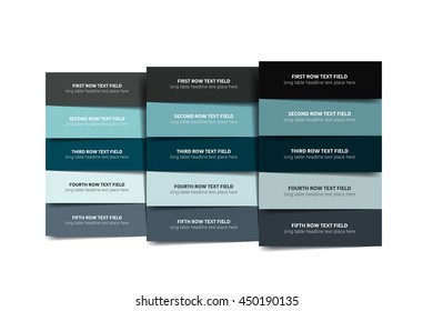 Option template, table, schedule, banner. Step by step infographic.