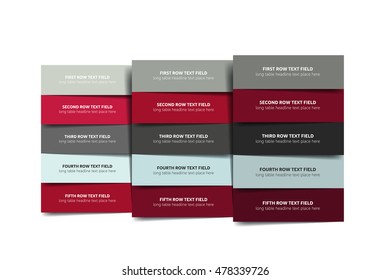 Option template, table, schedule, banner. Step by step infographic.