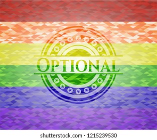 Optional emblem on mosaic background with the colors of the LGBT flag