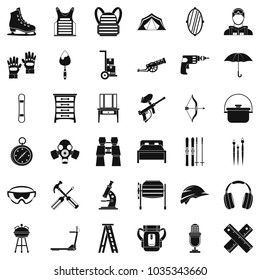 Optional equipment icons set. Simple set of 36 optional equipment vector icons for web isolated on white background