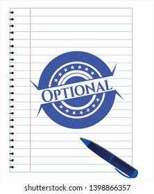 Optional pen draw. Blue ink. Vector Illustration. Detailed.