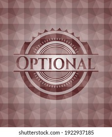 Optionales rotes Emblem oder Abzeichen mit abstraktem geometrischem Musterhintergrund. Nahtlos. 