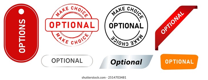 Optional stamp option make decision badge sign sticker make choice deciding logo set collection design