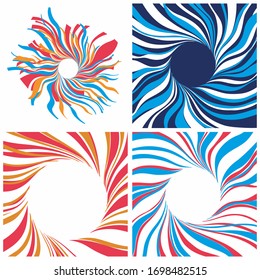 Options abstract backgrounds. Colored line-ribbons form a circle