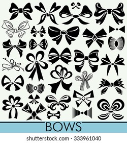 Options bows and knots in black and white.