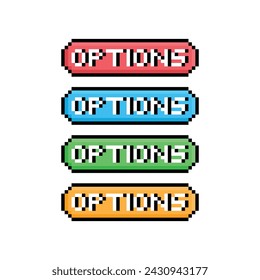 opciones botón opciones de texto de 8 bits 
 Pixel art 8 bits para juego 