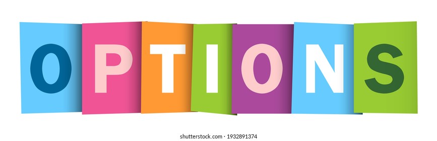 OPTIONS colorful vector typography banner isolated on white background