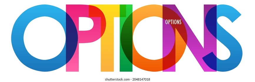 OPTIONS colorful vector typography banner on white background