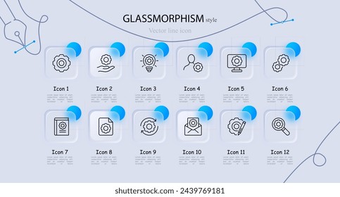 Options communication icon set. Settings, sliders. personalization. debugging, selection. Glassmorphism style. Vector line icon for business and advertising
