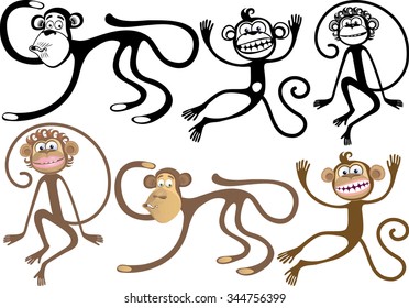 Options curved silhouettes monkeys. Symbol of the year