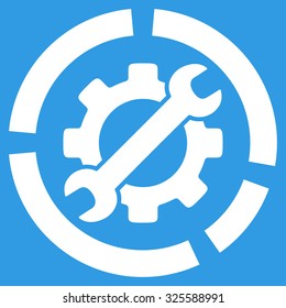 Options Diagram vector icon. Style is flat symbol, white color, rounded angles, blue background.