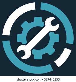 Options Diagram vector icon. Style is bicolor flat symbol, blue and white colors, rounded angles, dark blue background.
