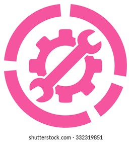Options Diagram vector icon. Style is flat symbol, pink color, rounded angles, white background.