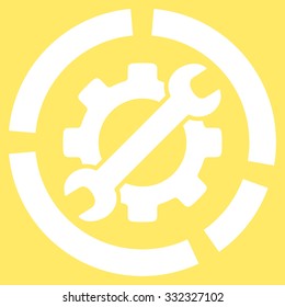 Options Diagram vector icon. Style is flat symbol, white color, rounded angles, yellow background.