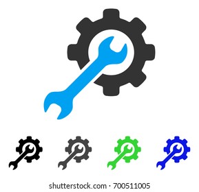 Options flat vector pictogram. Colored options, gray, black, blue, green pictogram versions. Flat icon style for application design.