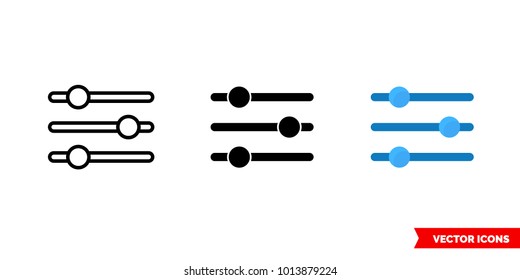 Options icon of 3 types: color, black and white, outline. Isolated vector sign symbol.