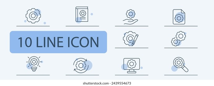 Conjunto de iconos Opciones. Configuración, controles deslizantes. personalización. depuración, selección. Estilo de icono de 10 líneas Icono de línea vectorial para negocios y publicidad