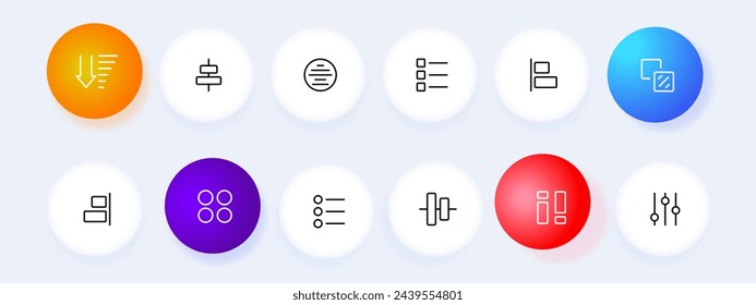 Options icon set. Settings, sliders. personalization. debugging, selection. Neomorphism style. Vector line icon for business and advertising