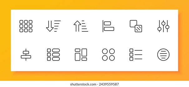 Options icon set. Settings, sliders. personalization. debugging, selection. Black icon on a white background. Vector line icon for business and advertising