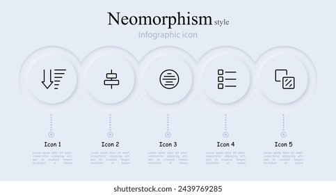 Conjunto de iconos Opciones. Configuración, controles deslizantes. personalización. depuración, selección. Estilo neomorfista. Icono de línea vectorial para negocios y publicidad