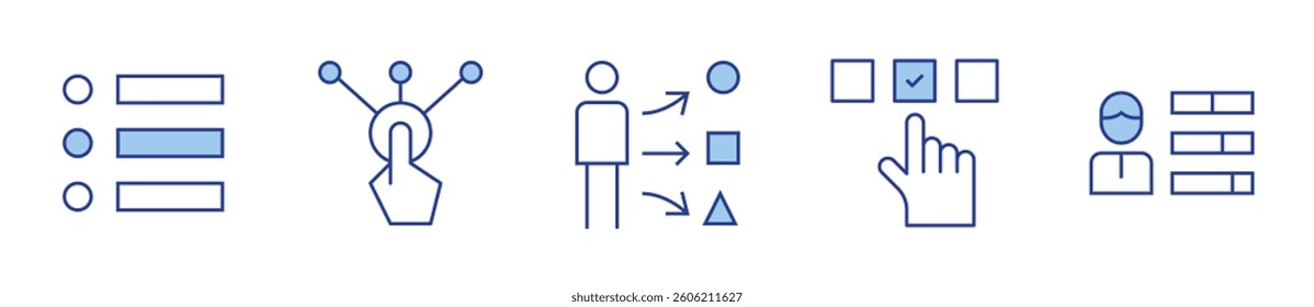 Options Icon vector illustration. Line Duotone style. Editable stroke. skills, list items, choice, assortment.